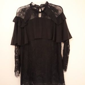 Black ruffled lace dress